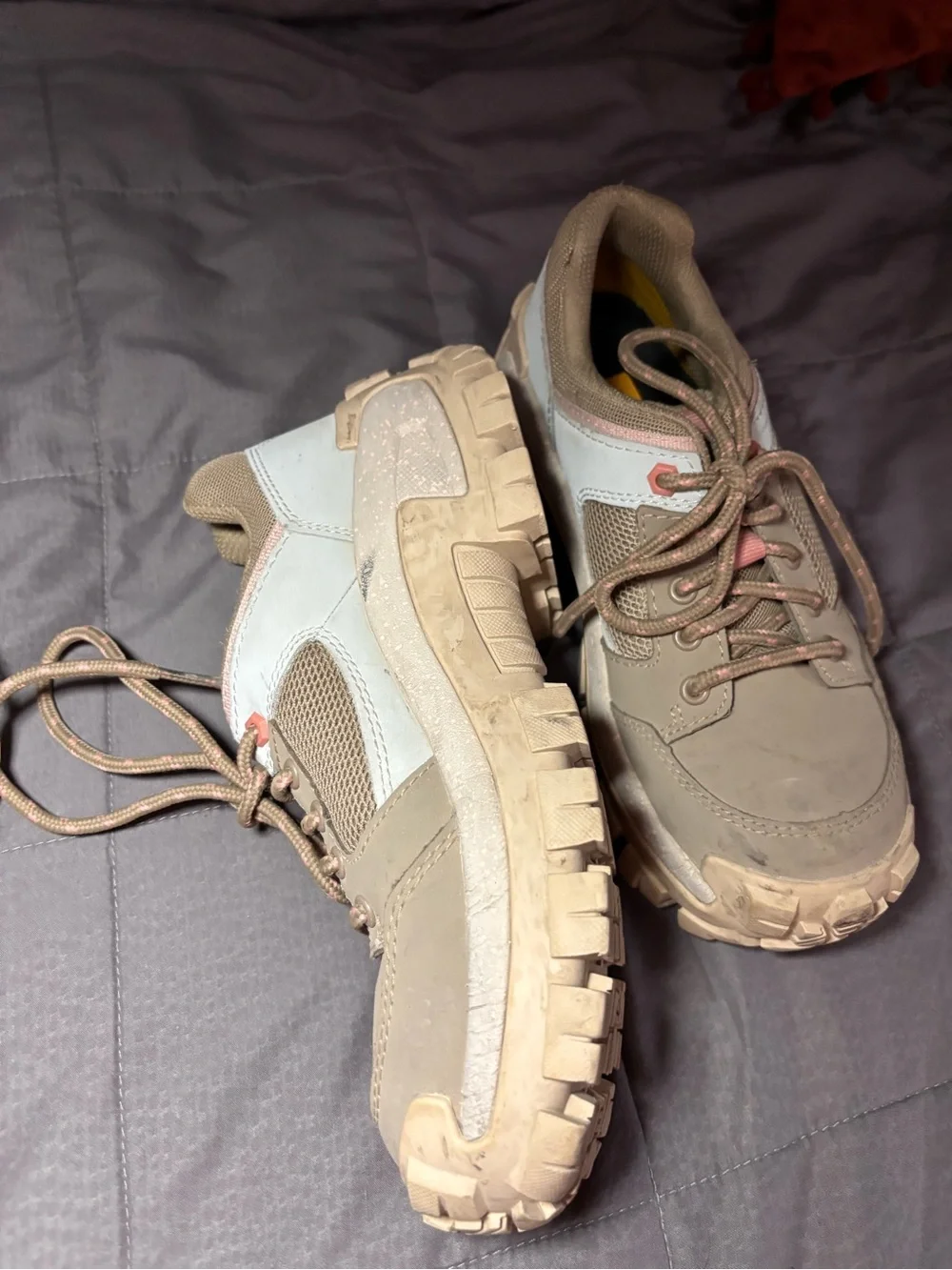Caterpillar Gray and Pink Trail Sneakers Steel Toe